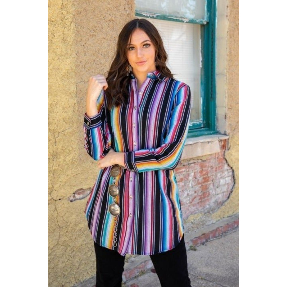 L&B Purple Serape Button Up Tunic Shirt